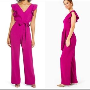 Lilly Pulitzer Kallie Ruffle Jumpsuit In Bordeaux Berry $228 NWT size 8 FINAL